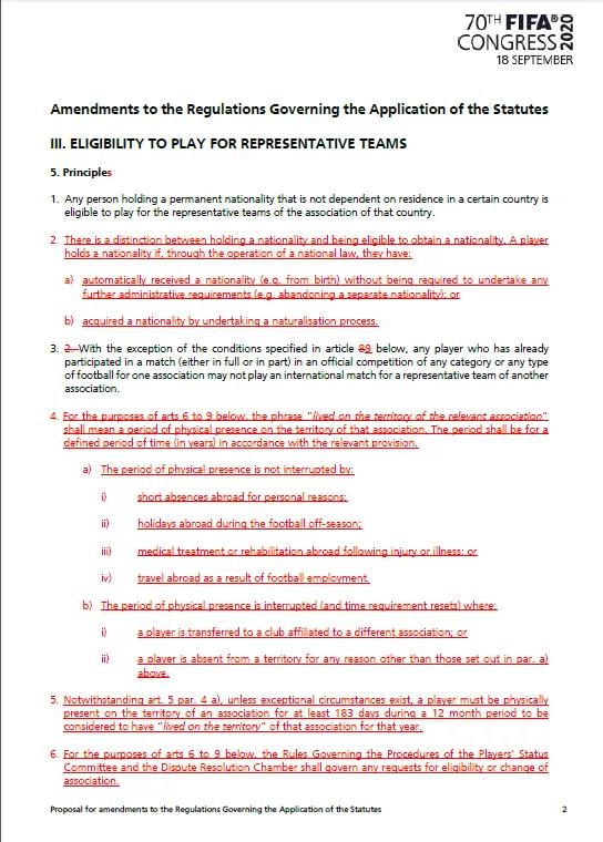 中国男足归化政策实施情况_国际足联归化球员规则_国际足联球员身份转换规定修订案