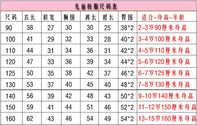 裤子尺码对照表_xl是多大尺码上衣_不同裤型尺码标准
