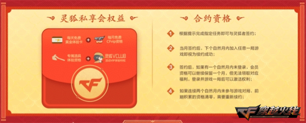 穿越火线超级签到3月_CFer参与游戏签约续约福利_穿越火线灵狐的约定活动