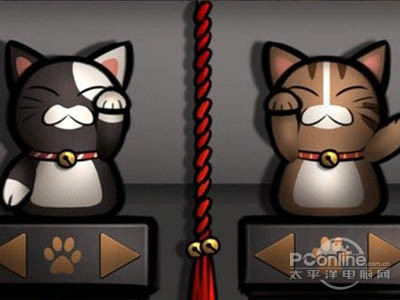 用下面的按钮调理使得两只猫的动作与图中的猫动作分歧