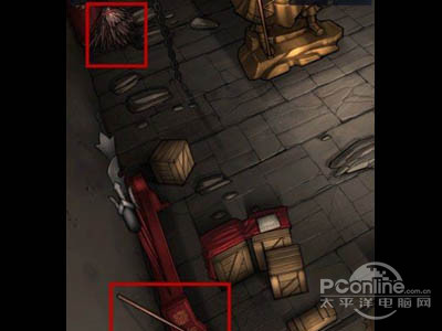 找到左边的棍子和柴草，收集可以组合成一把扫帚