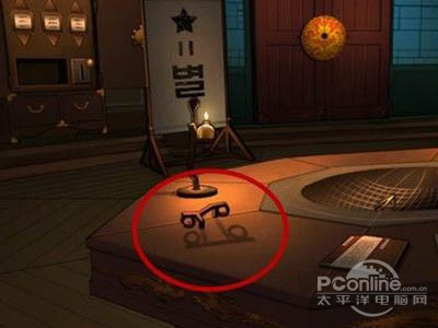 在油灯下的影子就是我们要输入的密码