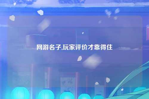 网游名子,玩家评价才靠得住